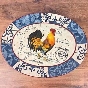Certified International Geoff Allen Lille Rooster 16" Oval Serving Platter EUC!